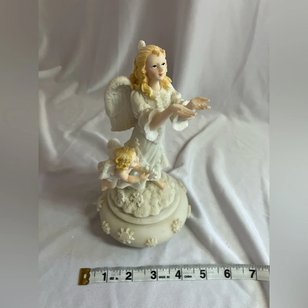 Graceful White Angel Figurine with Child